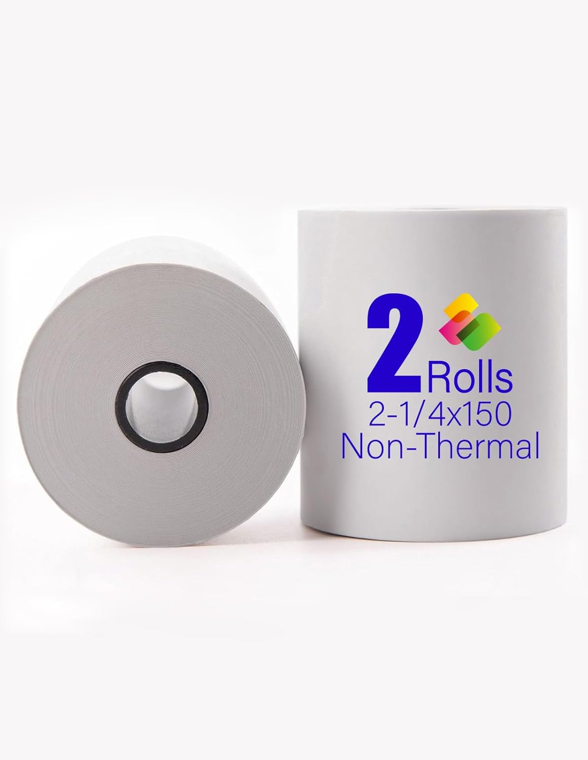 (2 Rolls) 2 1/4 in x 150 ft Adding Machine Tape Paper Rolls, for HR-10RC, HR-170RC, HR-200RC, EL-1197PIII, EL-1801V, P23-DHV-3, CP-90A, MP11DX-2, 1280-2, 80 GSM,3000Labels Direct