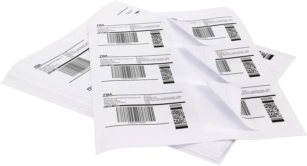 3-1/3" x 4" Shipping Address Labels 600 Label Stickers Paper for Laser/Inkjet Printer 6 per Page Printable Mailing Labels, FBA Box Labels - Matte, 100 Sheets
