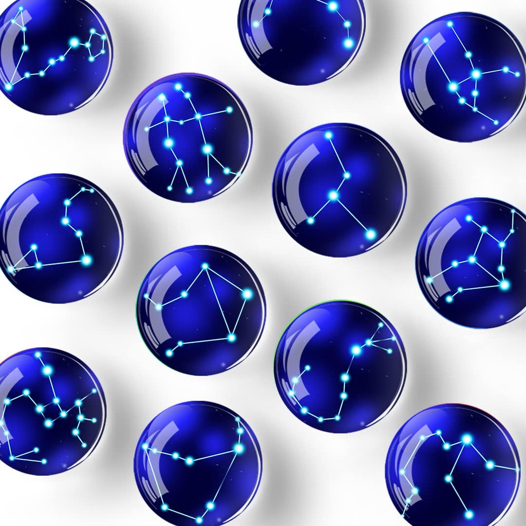 12Pcs Glass Strong Magnetic Refrigerator Magnet Fridge Sticker,Constellation Fridge Magnets Decoration for Crafts,Strong Fridge Magnets for Kitchen, School,Office Whiteboard, Cabinet and Dishwasher