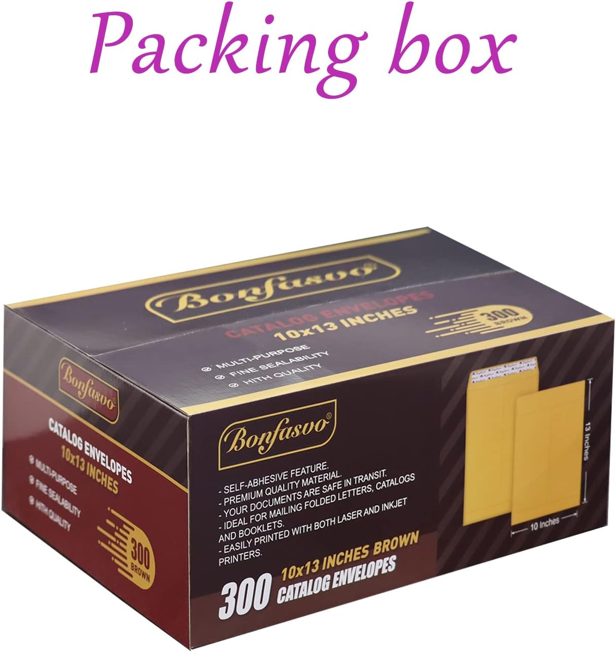 300 Pack 10x13 Brown Catalog Envelopes Peel & Seal Security Mailing Envelopes 120GSM Kraft Paper self Seal Envelopes for Invitations Papers Photos Documents Pictures Papers Files