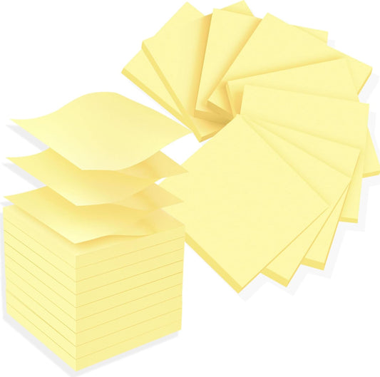 (18 Pads) Pop Up Sticky Notes 3x3 Refills, Yellow Strong Adhesive Post, Suitable for Home, Office, School, Clean Removal