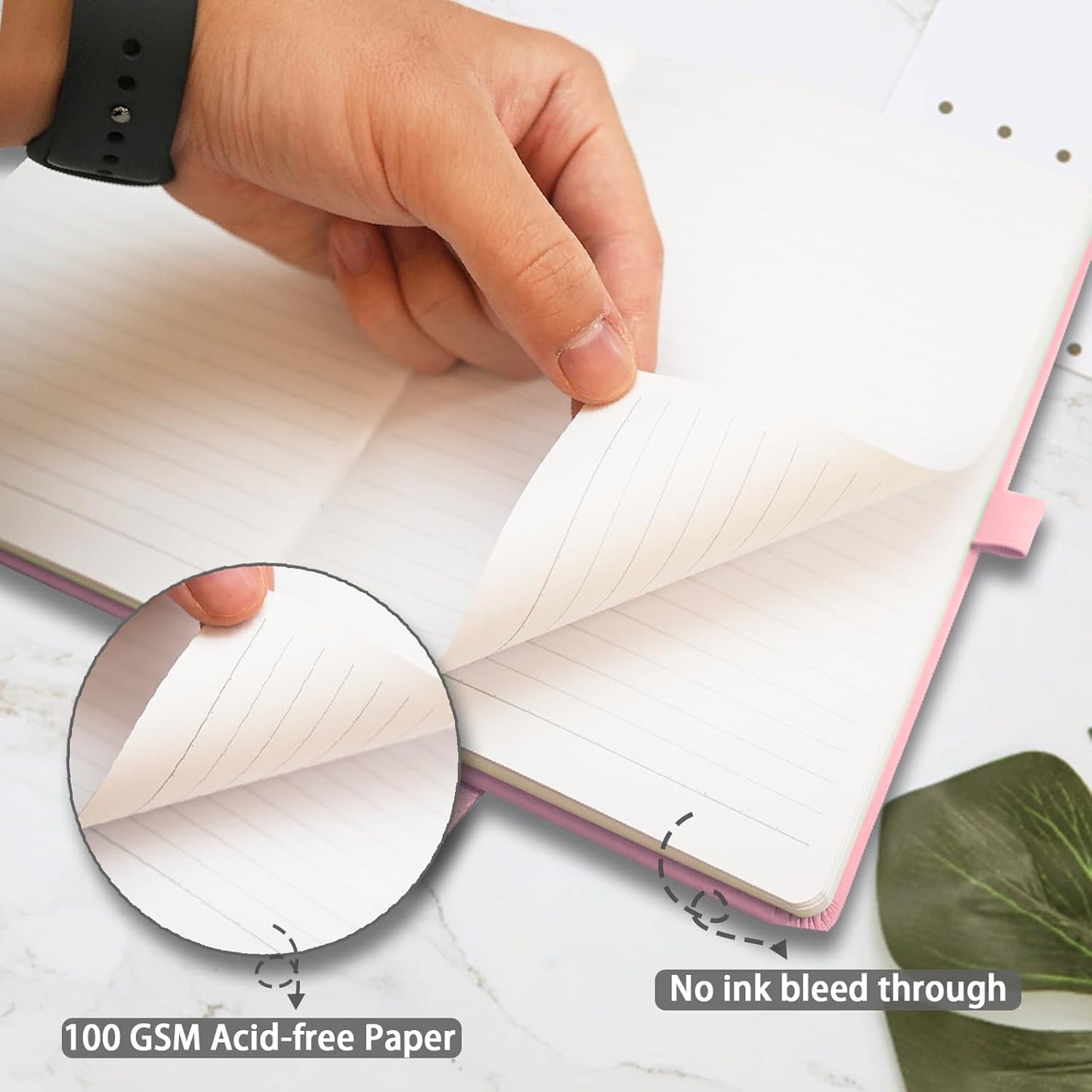 Hardcover Notebooks, A5 Lined Journals Notebook for Writing 160 Pages, 8.2 x 5.5 inch, Classic Ruled Notebooks for College/Work/Travel (Pink, 1 Pack)