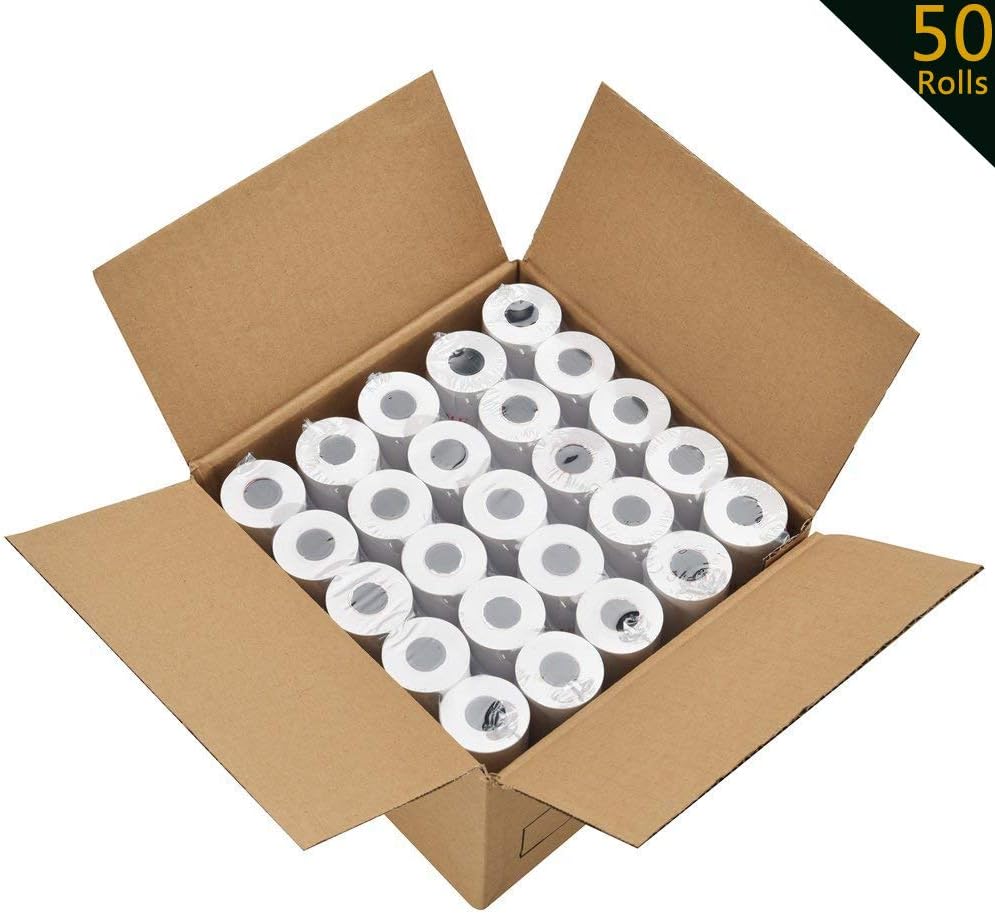 2 1/4 Thermal Paper 50 Rolls for Credit Card Machine POS Cash Register Receipt Paper Roll 1-Ply Bond(2-1/4 inchx 165 feet)