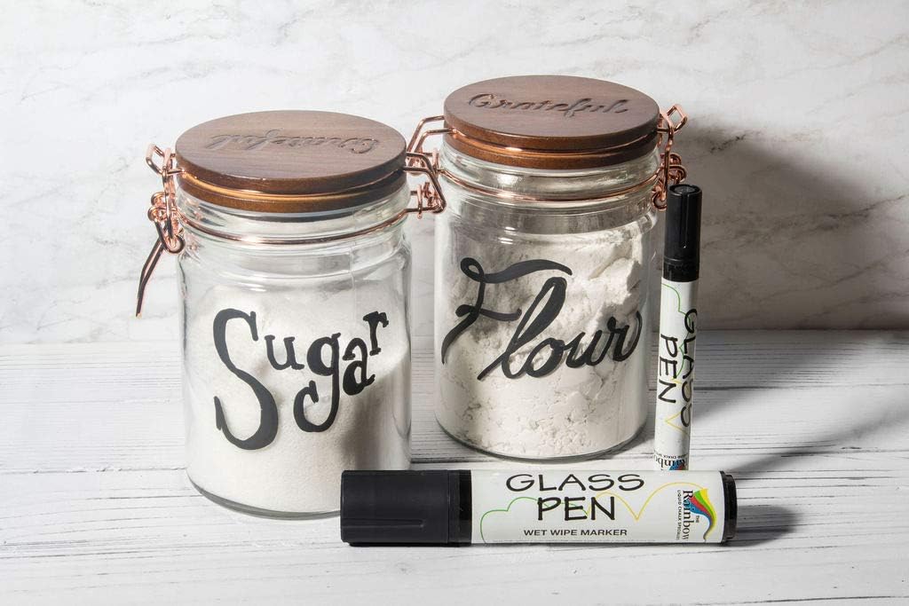 Glass Pen Window Marker: Liquid Chalk Pens for Glass, Whiteboard Markers with Washable Paint - Graduation, Car Windows, Mirror Pen, Storefront, Wedding, Parade, Party & Holiday (Black, Jumbo Tip)