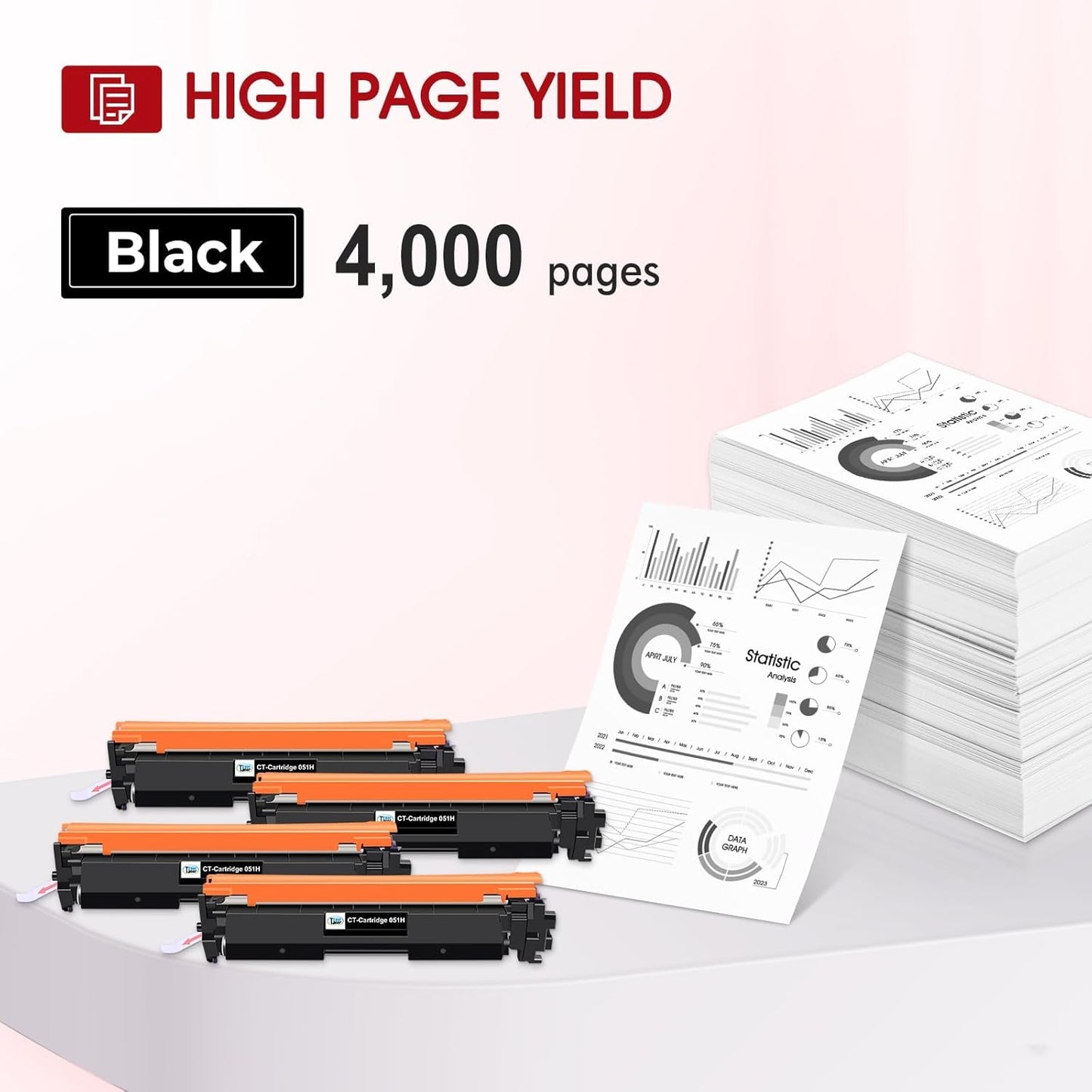 051H 051 High-Yield Black Toner Cartridge 4-Pack Compatible for Canon 051H Toner Cartridge 051 CRG051H CRG051 for Canon imageCLASS MF269dw MF267dw MF264dw MF266dn MF263dn LBP162dw LBP161dn Printer