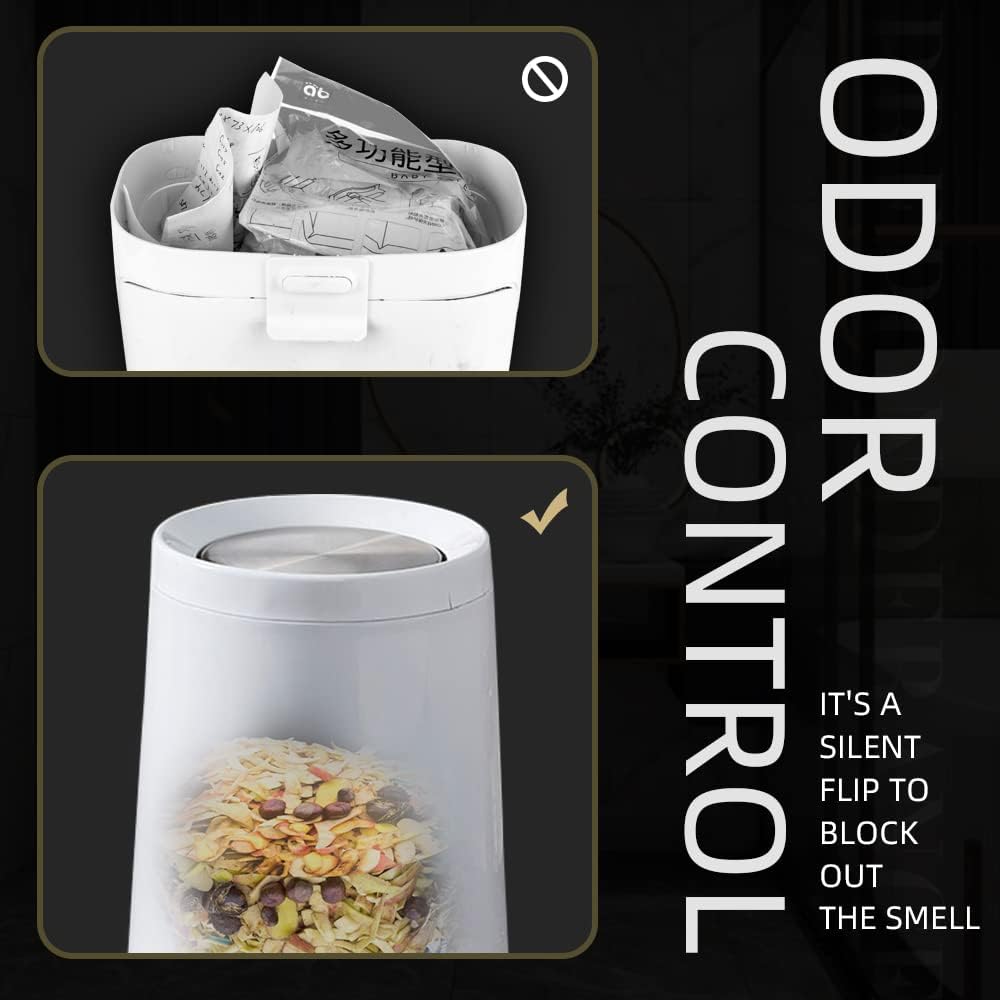 10 L/2.6Gallen,Swing Lid Trash Can,Metal Garbage Can with Flipping Lid,for Bathroom,Living Room,Bedroom,Hotel,Office, Laundry Room(White)