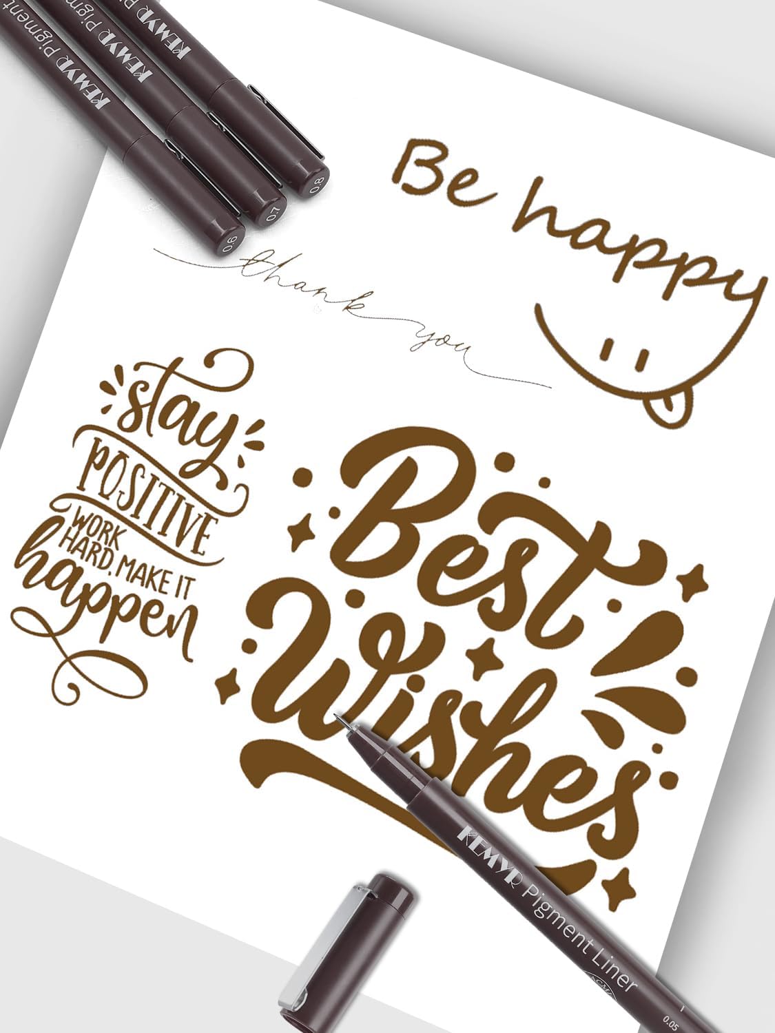 10 Micro Fine liner Drawing Art Pens Calligraphy Pens: 0.05mm-1.0mm Size Art supplies Waterproof Archival brown Ink Markers For Artists,Use for Professional Watercolor,Sketching