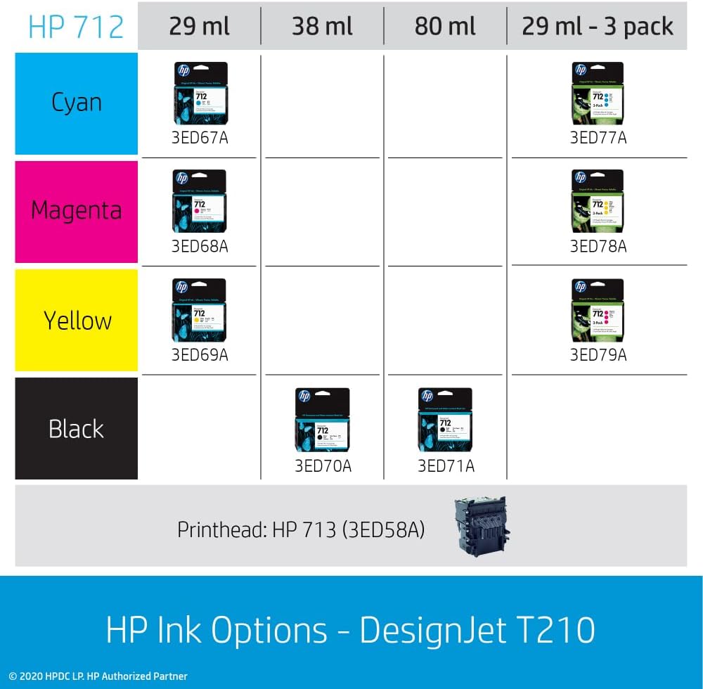HP DesignJet T210 Large Format 24-inch Plotter Printer, Includes 2-Year Onsite Warranrty Support (8AG32T) - New Model
