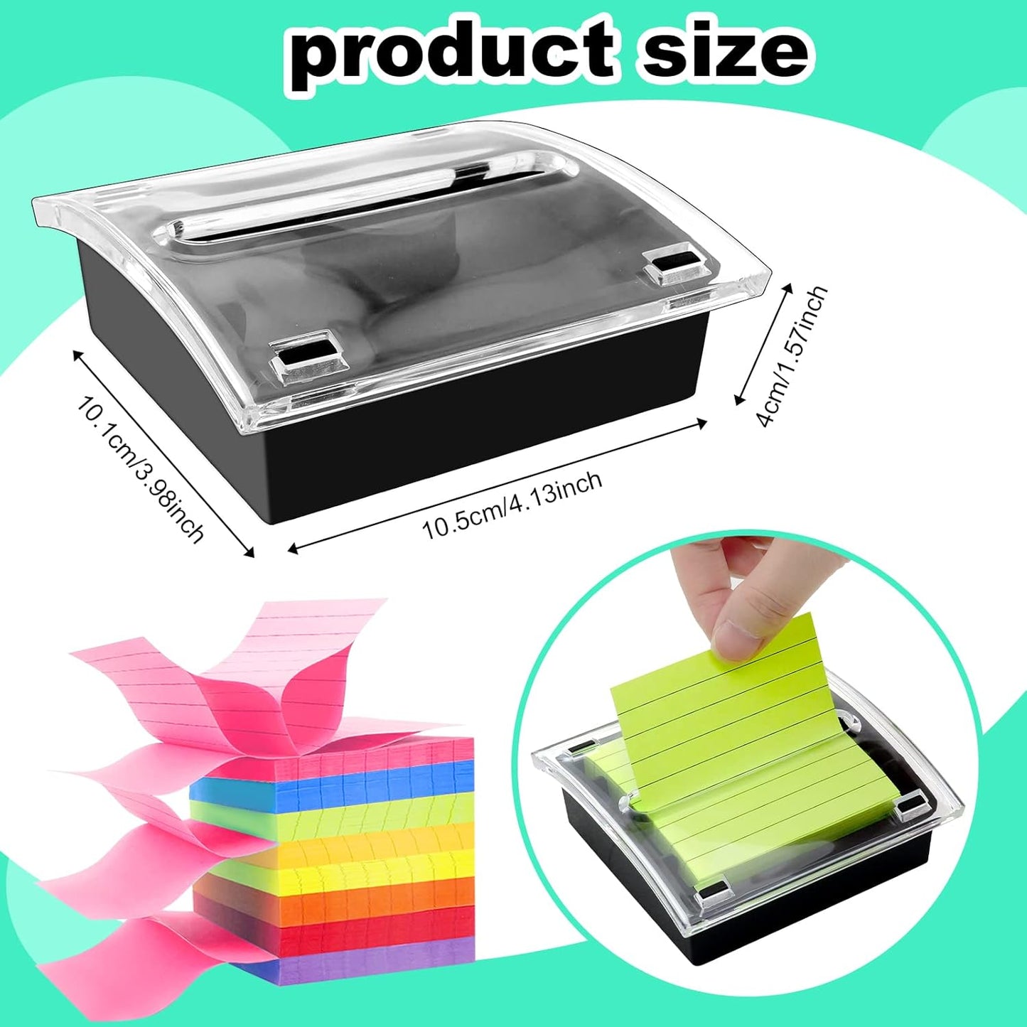 1 Pcs Pop Up Sticky Note Dispenser Sticky Note Holder Pop Up Note Dispenser Transparent Top for 3 x 3 Inch Sticky Notes School Office Home Store Black Base Clear Top (1)