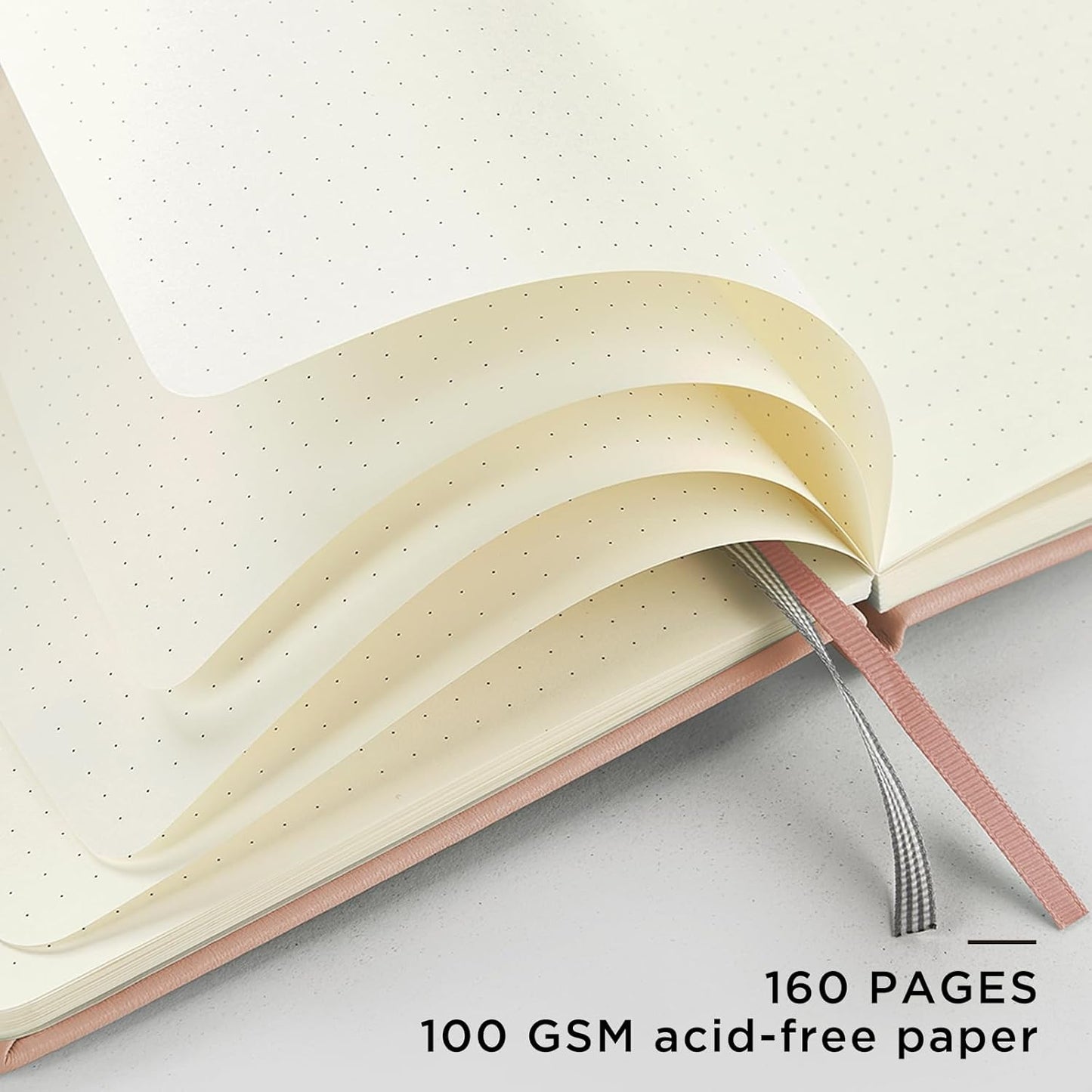 &And Per Se Dotted Journal Notebook, A5 Hardcover Leather Bullet Dotted Journal, 160 Pages 100 gsm Thick Dotted Paper,3 Sheets of Stickers Included - 5.7'' x 8''(Apricot)