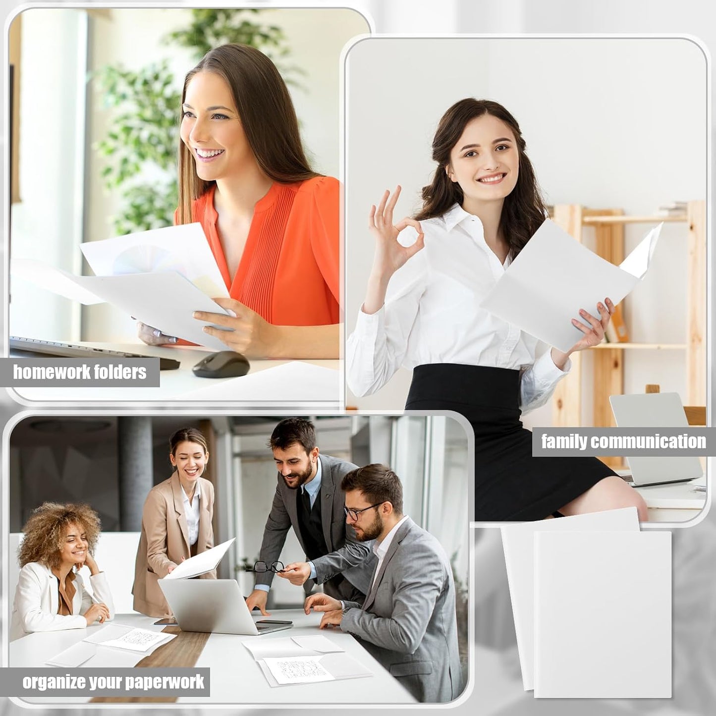 Gueevin 24 Pcs Plastic Folders with Pockets, Back to School Two Pocket Folder Fit Letter Size, Heavy Duty School Business Card Holder for Home Office, 11. 61 x 9. 45 Inches (White)