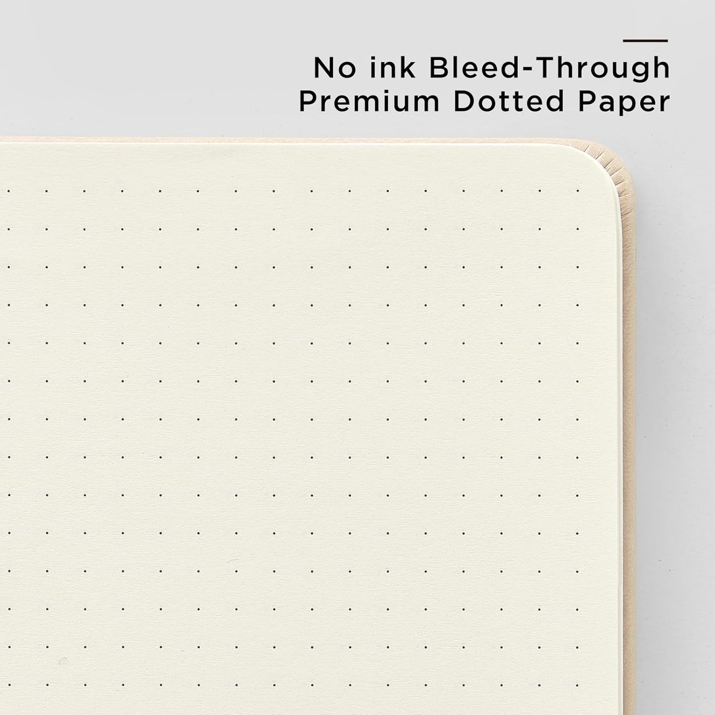 &And Per Se Dotted Journal Notebook, A5 Hardcover Leather Bullet Dotted Journal, 160 Pages 100 gsm Thick Dotted Paper,3 Stickers Included for Women Men, Work Office or School - 5.7'' x 8.3'' (Light