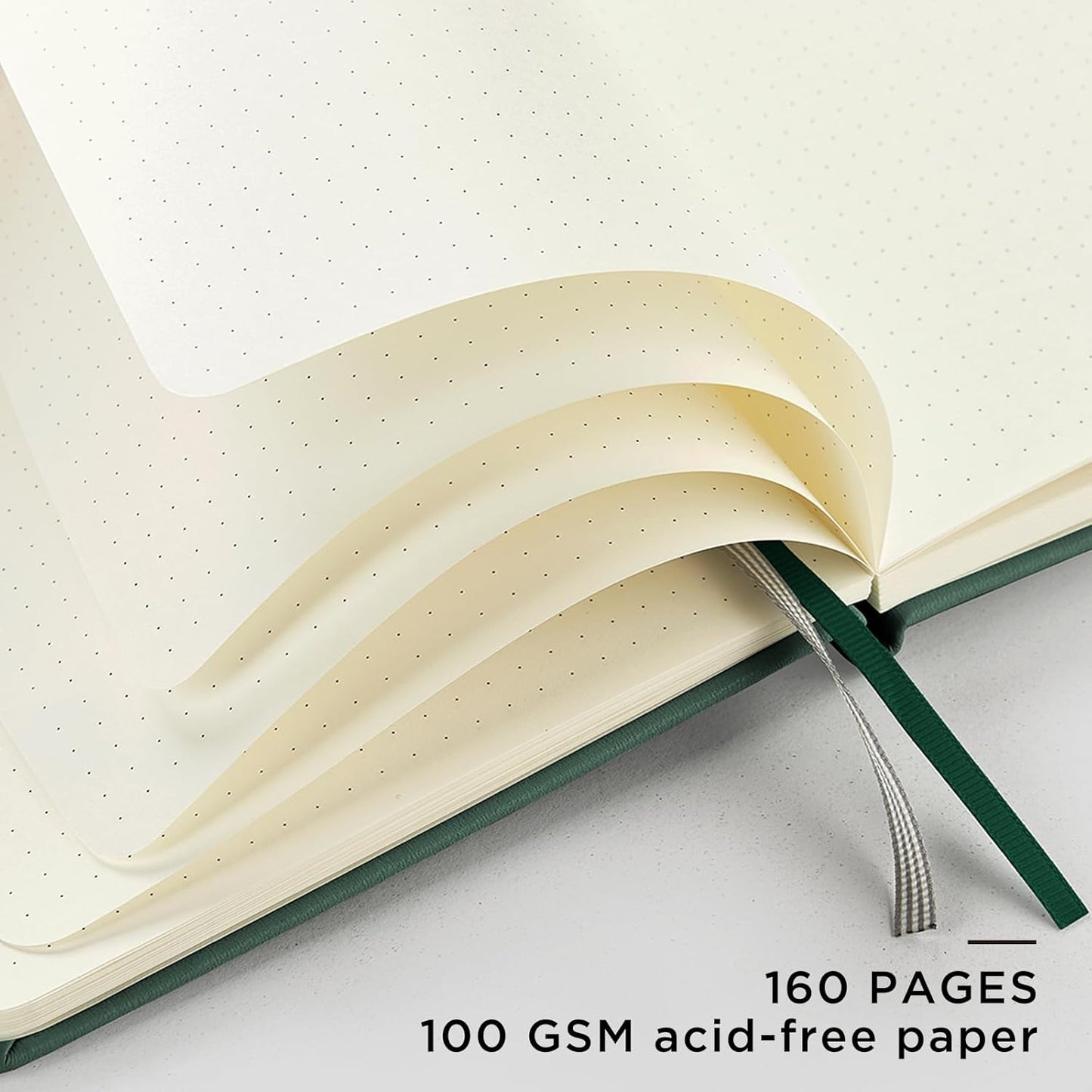 &And Per Se Dotted Journal Notebook, A5 Hardcover Leather Journal, 160 Pages 100 gsm Thick Dotted Paper,3 Sheets of Stickers Included - 5.7'' x 8''(Green)