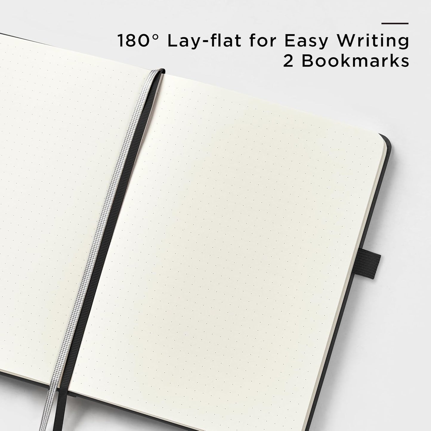 &And Per Se Dotted Journal Notebook, A5 Hardcover Leather Bullet Dotted Journal, 160 Pages 100 gsm Thick Dotted Paper,3 Sheets of Stickers Included (Black)