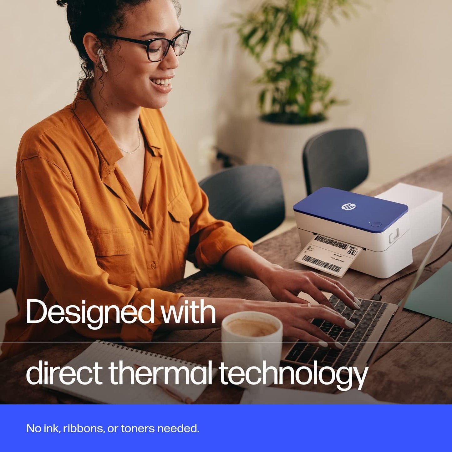 HP Shipping Label Printer, Commercial Grade Direct Thermal, Compact & Easy-to-use, High-Speed 300 DPI, Barcode, Compatible with, UPS, Ebay, ShipStation More, HPKE103, 7.9''x 4.6'' x 4.7'', white