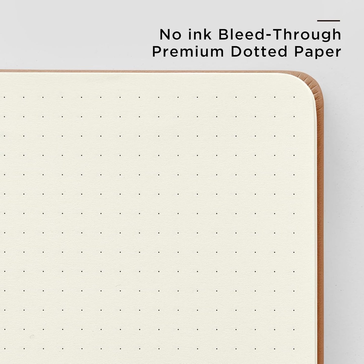 &And Per Se Dotted Journal Notebook, A5 Hardcover Leather Journal, 160 Pages 100 gsm Thick Dotted Paper,3 Sheets of Stickers Included - 5.7'' x 8''(Light Brown)