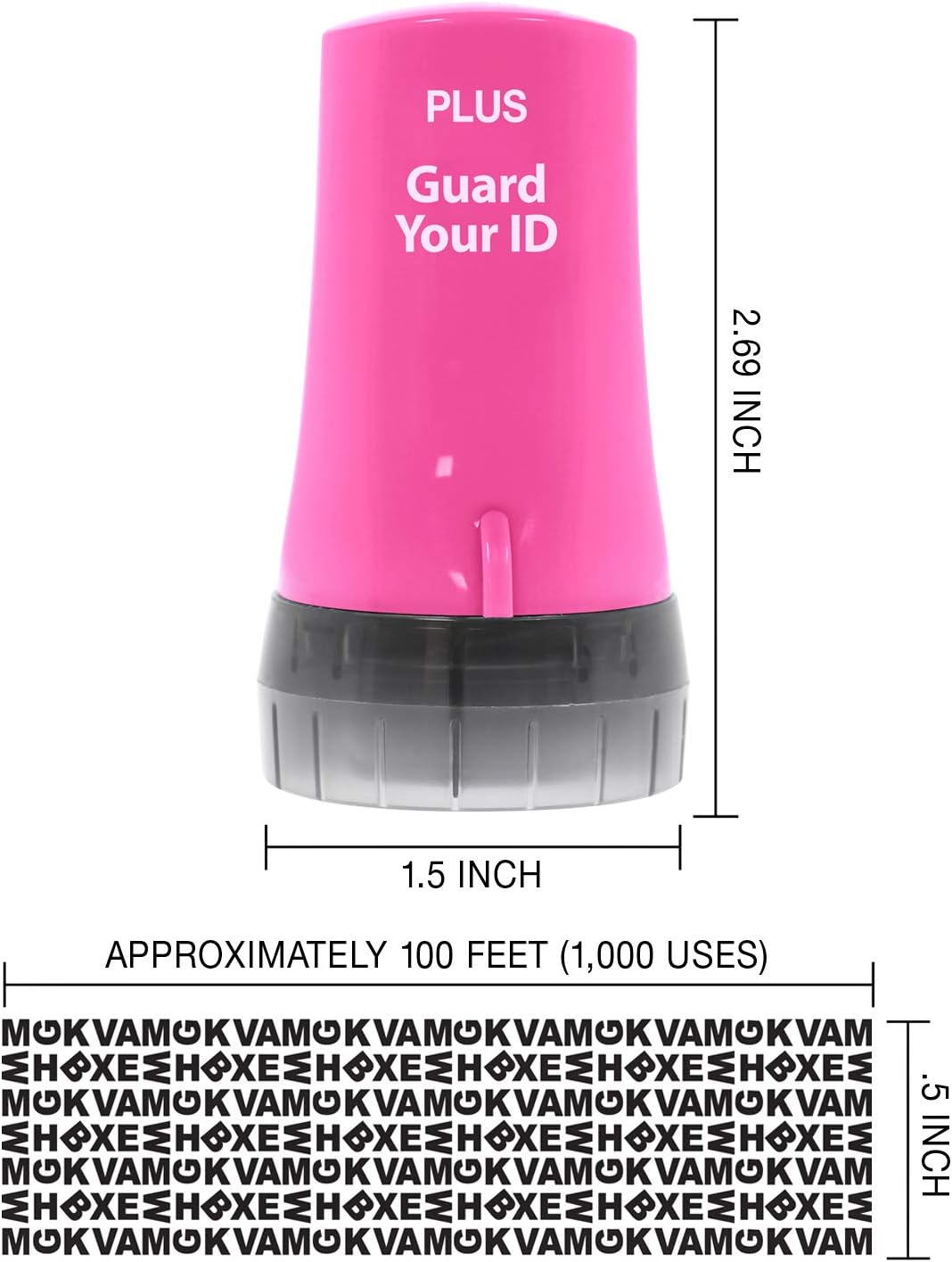 Guard Your ID Advanced 2.0 Rollers Identity Privacy Marker for Blocking Out Address, Private, Prescription Information (Regular 3-Pack, Pink)