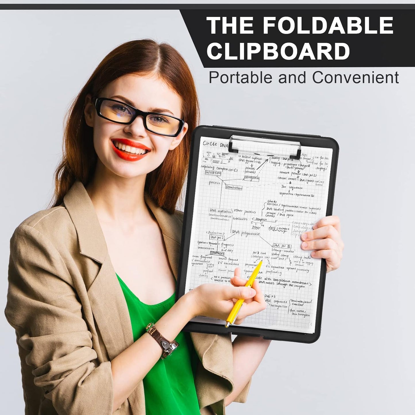 Geyee 8 Pcs Clipboard with Storage Plastic Foldable Nursing Clipboard Storage with Pen Holder 9. 5 x 13. 4 Inch Foldable Clip Board with Low Profile Clip for Student Teacher Nurse Office Supplies