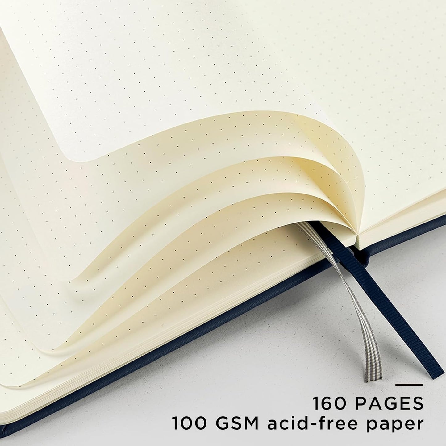 &And Per Se Dotted Journal Notebook, A5 Hardcover Bullet Dotted Journal, 160 Pages 100 gsm Thick Dotted Paper, 3 Sheets of Stickers Included - 5.7'' x 8''(Dark Blue)