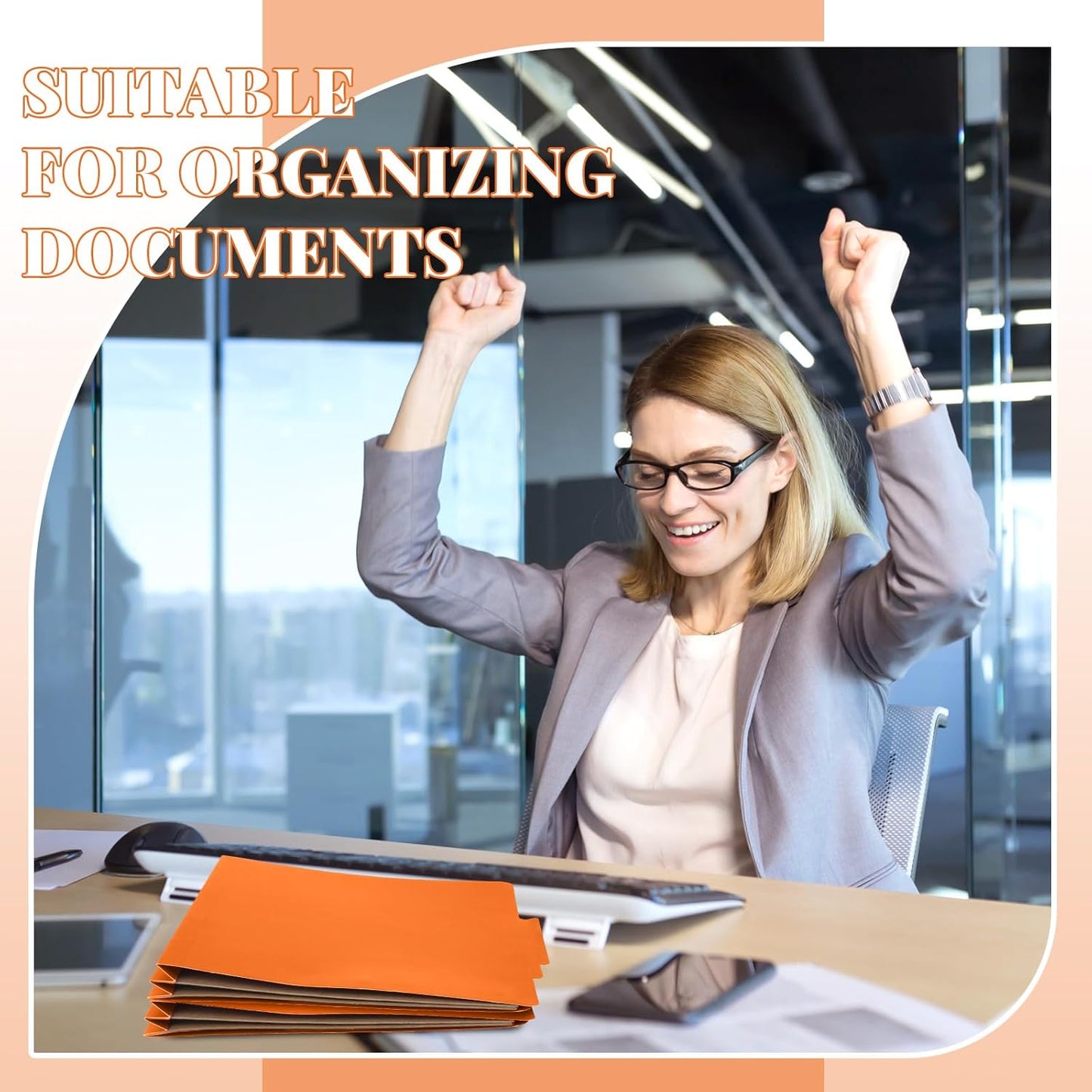 12 Pcs Classification Folders Letter Size, 2 Pocket Dividers Pressboard File Folder with Fasteners, Expanding File Organizer Bulk for Teachers, Clergy, Office, Church, Christmas (Orange)