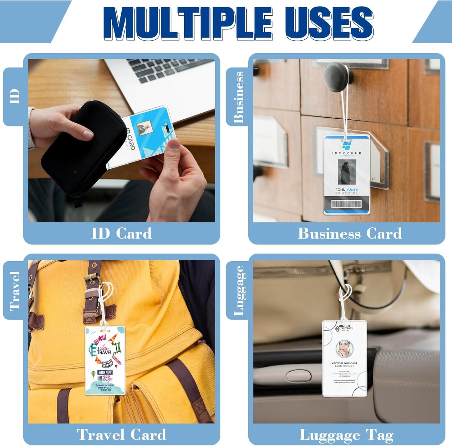 100 Pieces 10 Mil 2 1/2" x 4 1/4" Laminating Pouches with Slot Hole Printable Luggage Tags Clear Thermal Laminate Pouch Tags Kit Resealable for Work Permits Pass Cards Student ID Cards (100, 10 Mil)