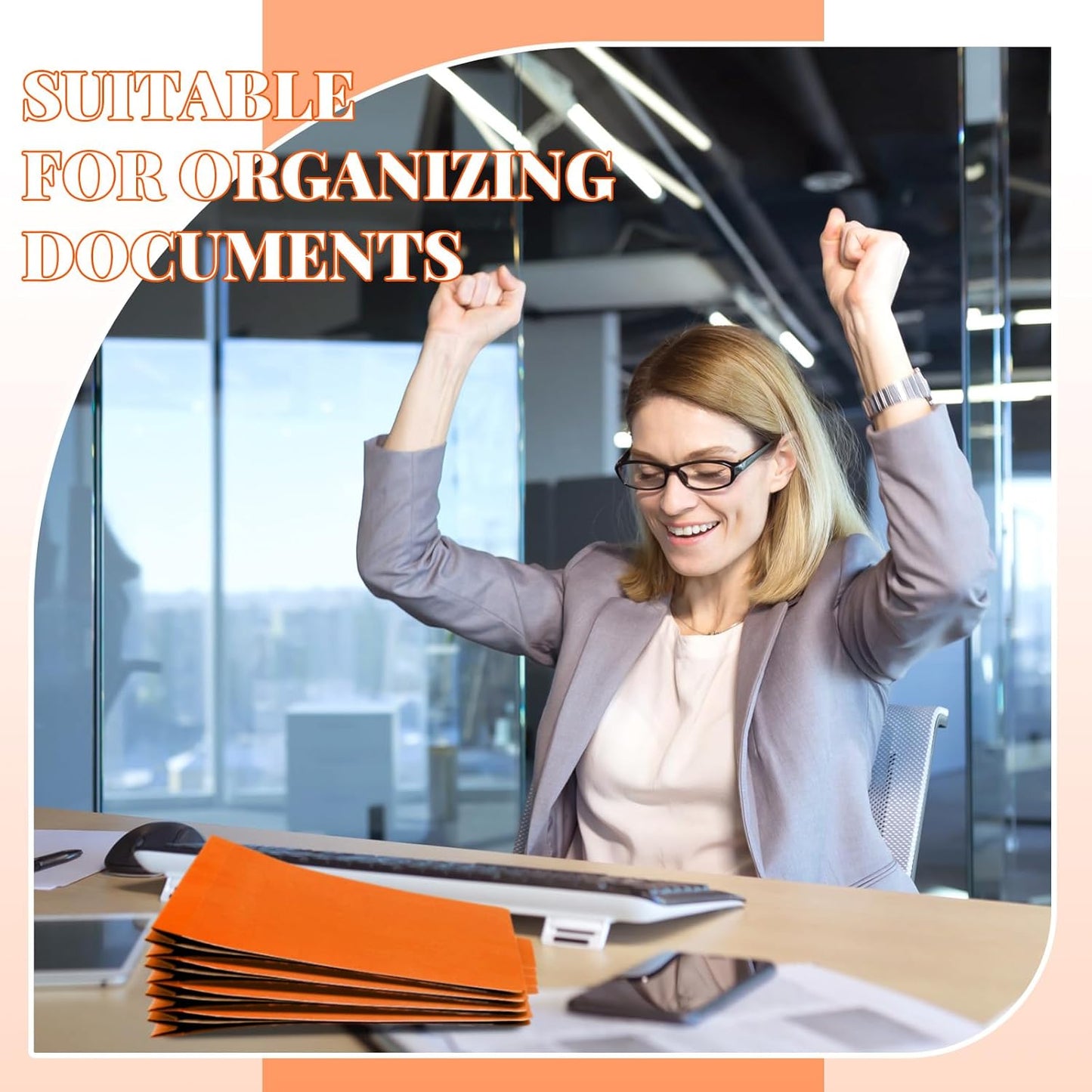 36 Pcs Classification Folders Letter Size, 3 Divider Pressboard File Folder with Fasteners, Expanding File Organizer Bulk for Teachers, Clergy, Office, Church, Christmas Donations (Orange)