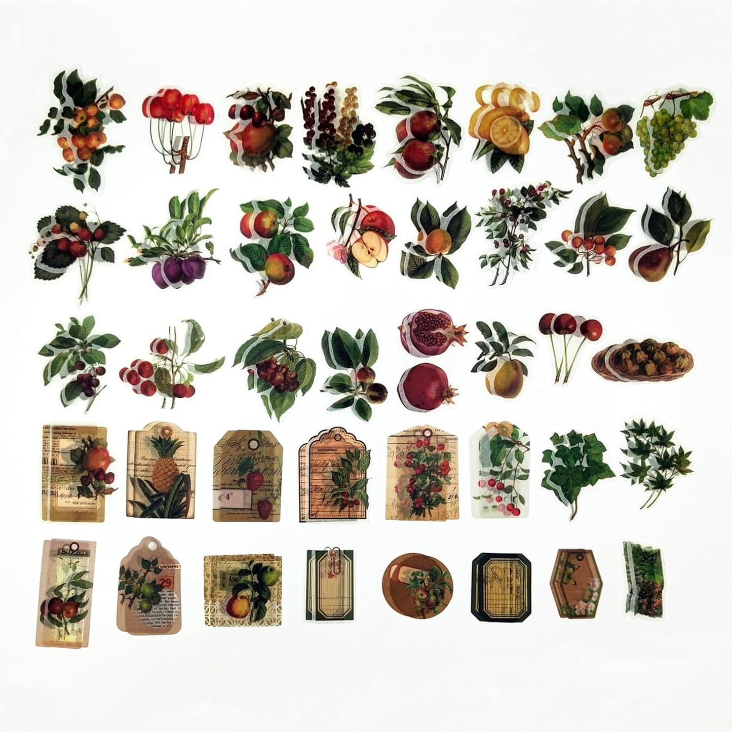 200PCS Vintage Scrapbooking Supplies Pack, Aesthetic Scrapbook Sticker Paper Art Journaling Kit for Bullet Junk Journals,Planner,Cottagecore Decor Gifts (Fruits)