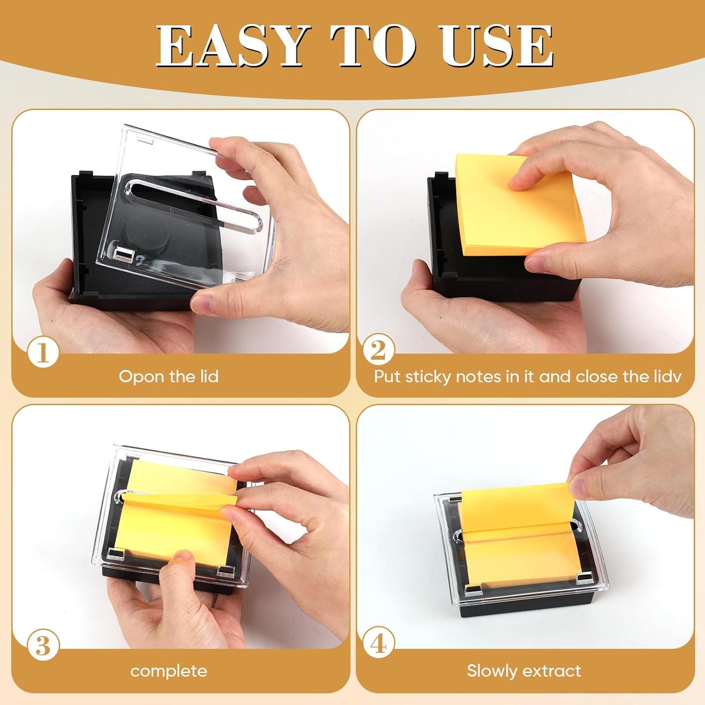 1 Pcs Pop Up Note Dispenser,Sticky Note Holder ,3 x 3 Inch,Clear Top and Black Base Sticky Notes Dispenser for School Office Home Store Classroom Desk Supplies (1)