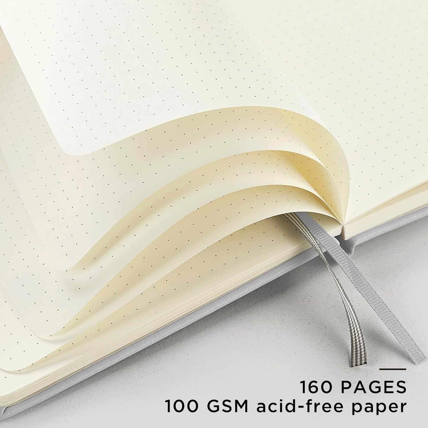 &And Per Se Dotted Journal Notebook, A5 Hardcover Leather Bullet Dotted Journal, 160 Pages 100 gsm Thick Dotted Paper,3 Sheets of Stickers Included - 5.7'' x 8''(Grey)