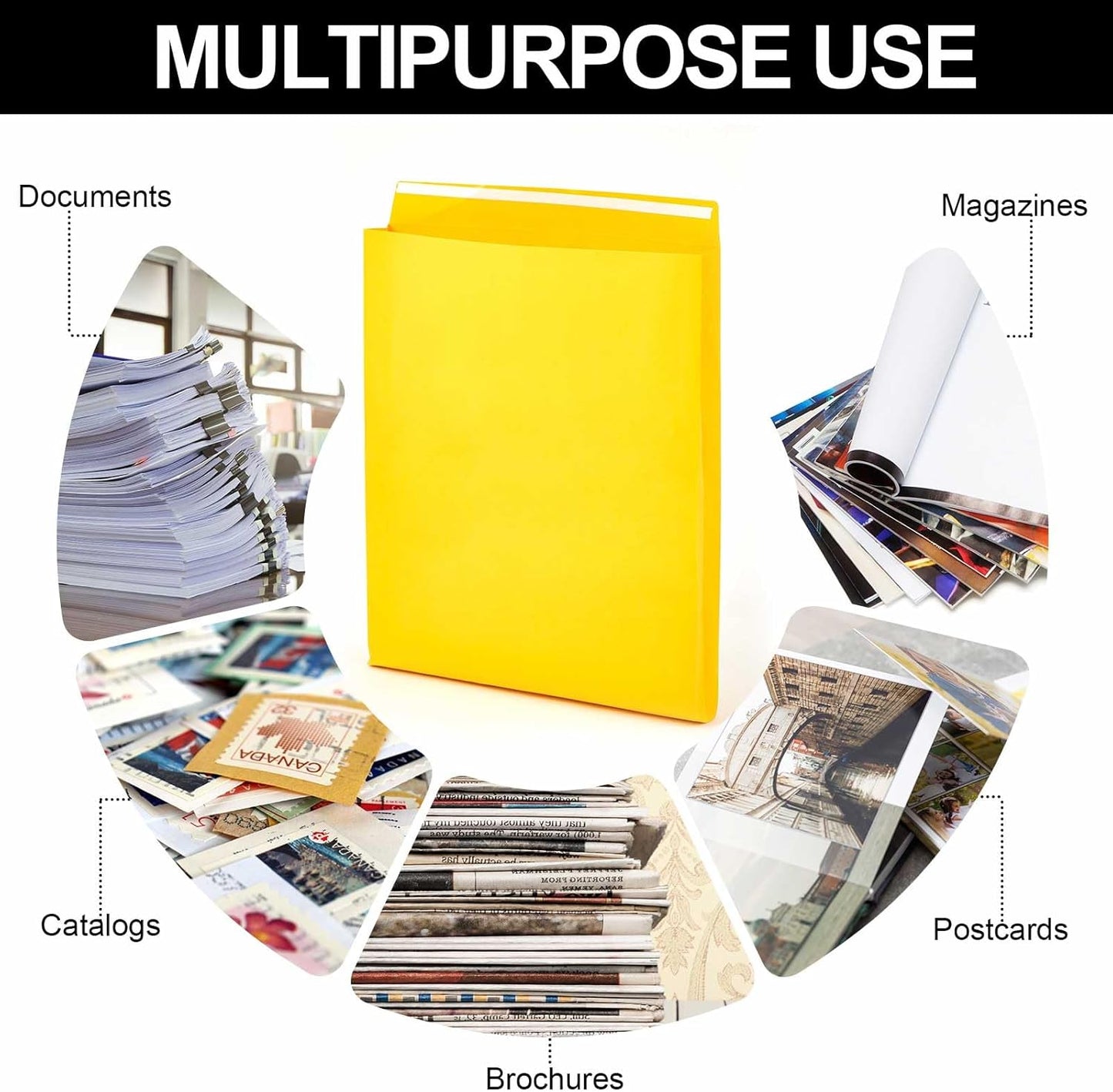 40 Pcs 14 x 18 x 2 Inch Large Expandable Catalog Envelopes Manilla Kraft Peel and Seal Envelopes Light Large Mailing for Office Home Documents Magazines Photos Storage Organizing