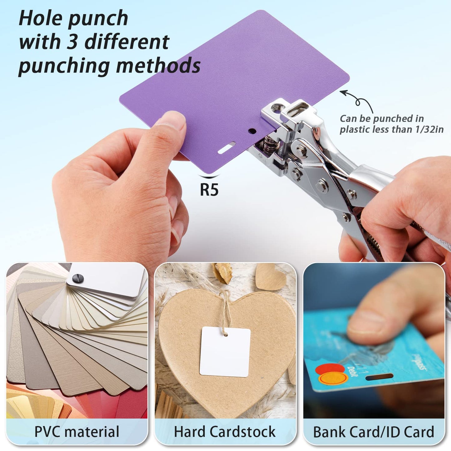 3 in 1 Badge Slot Hole Punch for ID Card: IMLIKE Handheld Card Puncher Suitable for PVC Material, Business Cards and Cardstock(1/8"×33/64" Slot Hole, 3/16" Round Hole and R5 Corner Rounder in one)