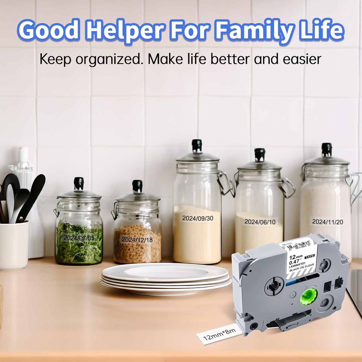 3-Pack TZ Tape 12mm Clear Replacement for Brother TZe-131 TZ-131 P Touch Label Tape 12mm 0.47 Laminated Black on Clear Label Maker Tape Work for Brother Ptouch PT-D600 PT-D200 PT-D210 PT-D400