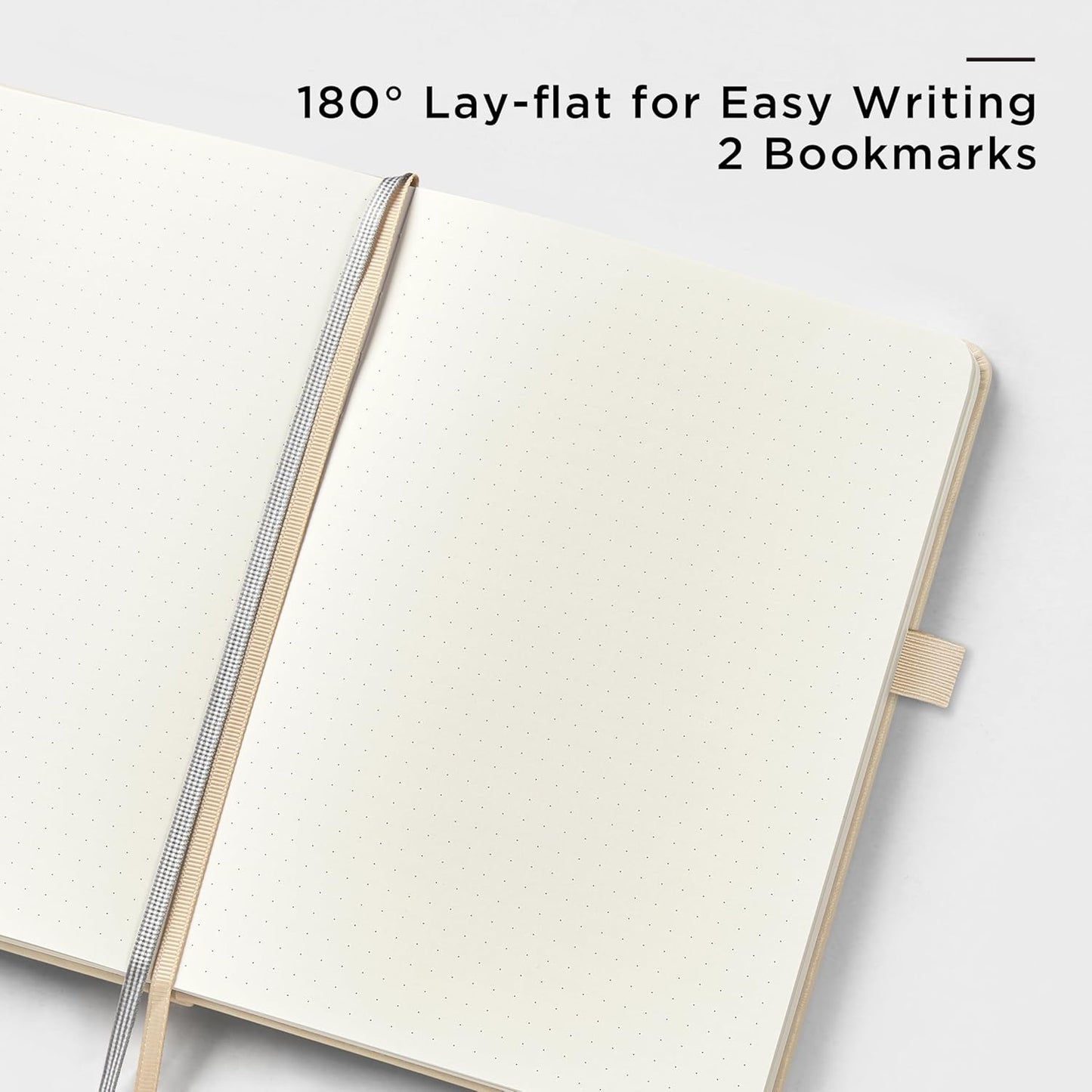 &And Per Se Dotted Journal Notebook, A5 Hardcover Leather Bullet Dotted Journal, 160 Pages 100 gsm Thick Dotted Paper,3 Stickers Included for Women Men, Work Office or School - 5.7'' x 8.3'' (Light