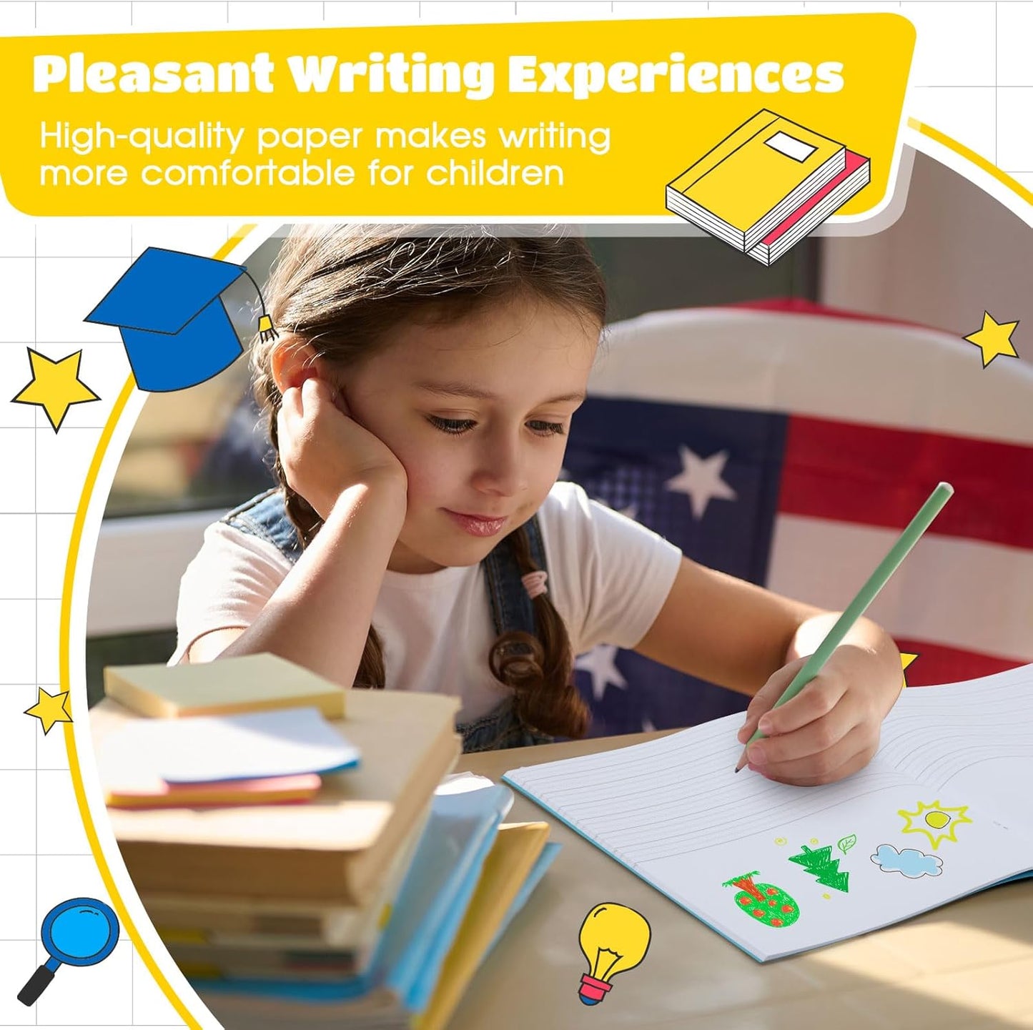 Henoyso 48 Pcs Primary Composition Notebook K-2 9 3/4 x 7 1/2 Inch Primary Journal, Back to School Supplies, Bulk Blank Writing Book for Kid to Write Draw Journal 60 Page Notebooks (Multicolored)