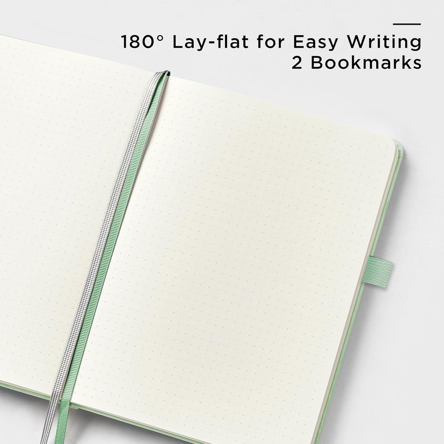 &And Per Se Dotted Journal Notebook, A5 Hardcover Leather Bullet Dotted Journal, 160 Pages 100 gsm Thick Dotted Paper,3 Sheets of Stickers Included - 5.7'' x 8''(Light Green)