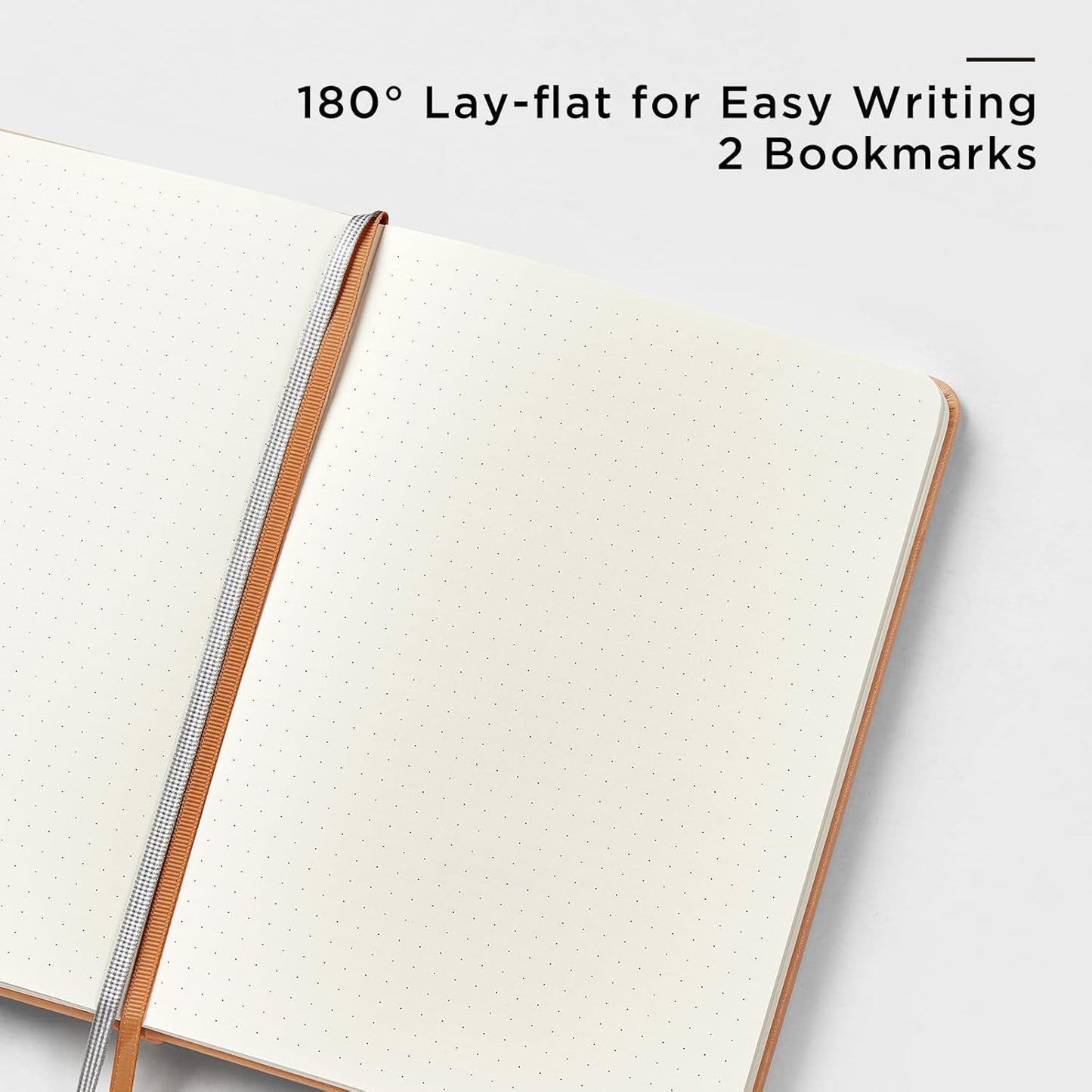 &And Per Se Dotted Journal Notebook, A5 Hardcover Leather Journal, 160 Pages 100 gsm Thick Dotted Paper,3 Sheets of Stickers Included - 5.7'' x 8''(Light Brown)