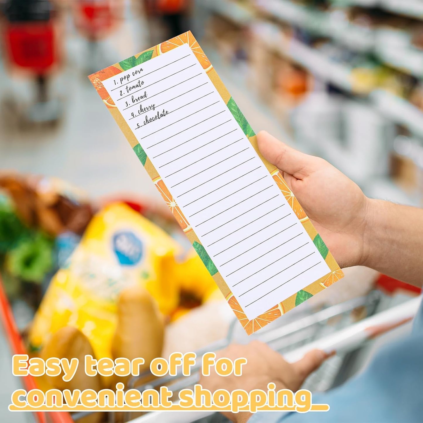 4 Pack Magnetic Note Pad for Fridge with Pen Holder, Totally 200 Sheets Grocery List Magnet Pad for Refrigerator Magnetic Shopping List Pad(Fruit Design)