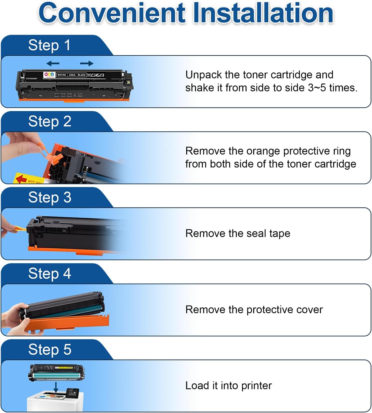 206A Toner Cartridge(with Chip) 4 Pack Compatible with 206A Toner Cartridges for Color Pro MFP M283fdw M283cdw, Color Pro M255dw, MFP M283 M255 Series(Cyan Magenta Yellow Black)
