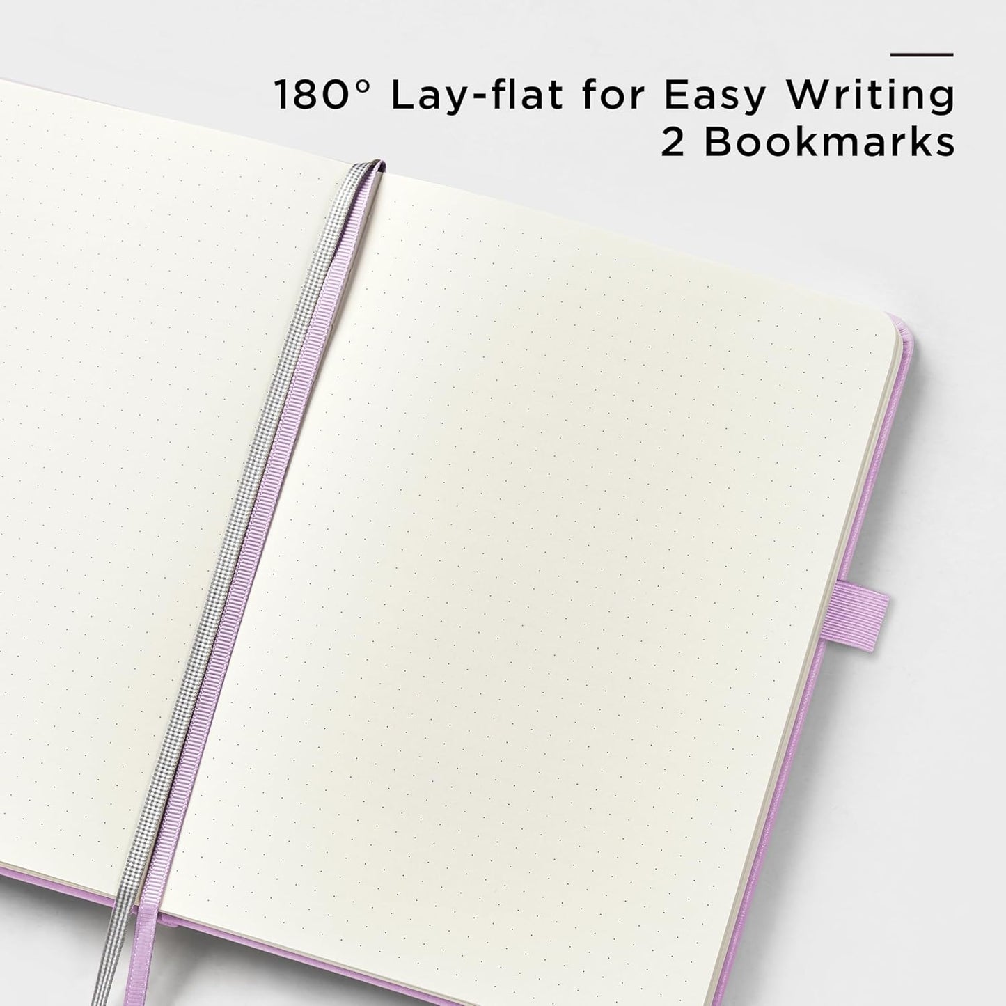 &And Per Se Dotted Journal Notebook, A5 Hardcover Leather Bullet Dotted Journal, 160 Pages 100 gsm Thick Dotted Paper,3 Sheets of Stickers Included - 5.7'' x 8'' (Light lavender)