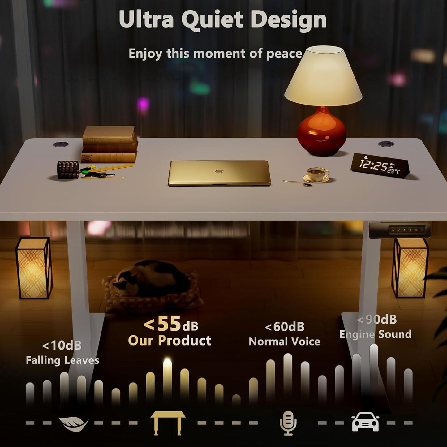 Himimi Electric Standing Desk 48 x 24 inch for Home Office,Sit-Stand Adjustable Desk with Memory Presets,Height Adjustable Desk for Gaming/Working,Free Hook, Lockable Wheels,White