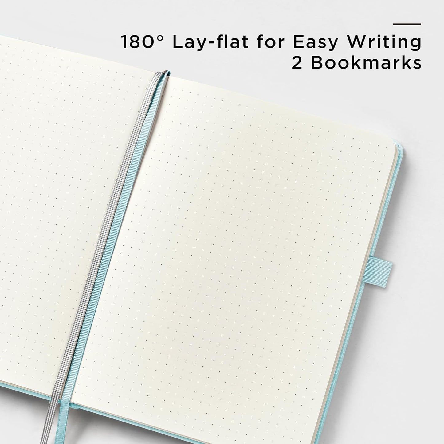 &And Per Se Dotted Journal Notebook, A5 Hardcover Leather Bullet Dotted Journal, 160 Pages 100 gsm Thick Dotted Paper,3 Sheets of Stickers Included - 5.7'' x 8''(Cyan)