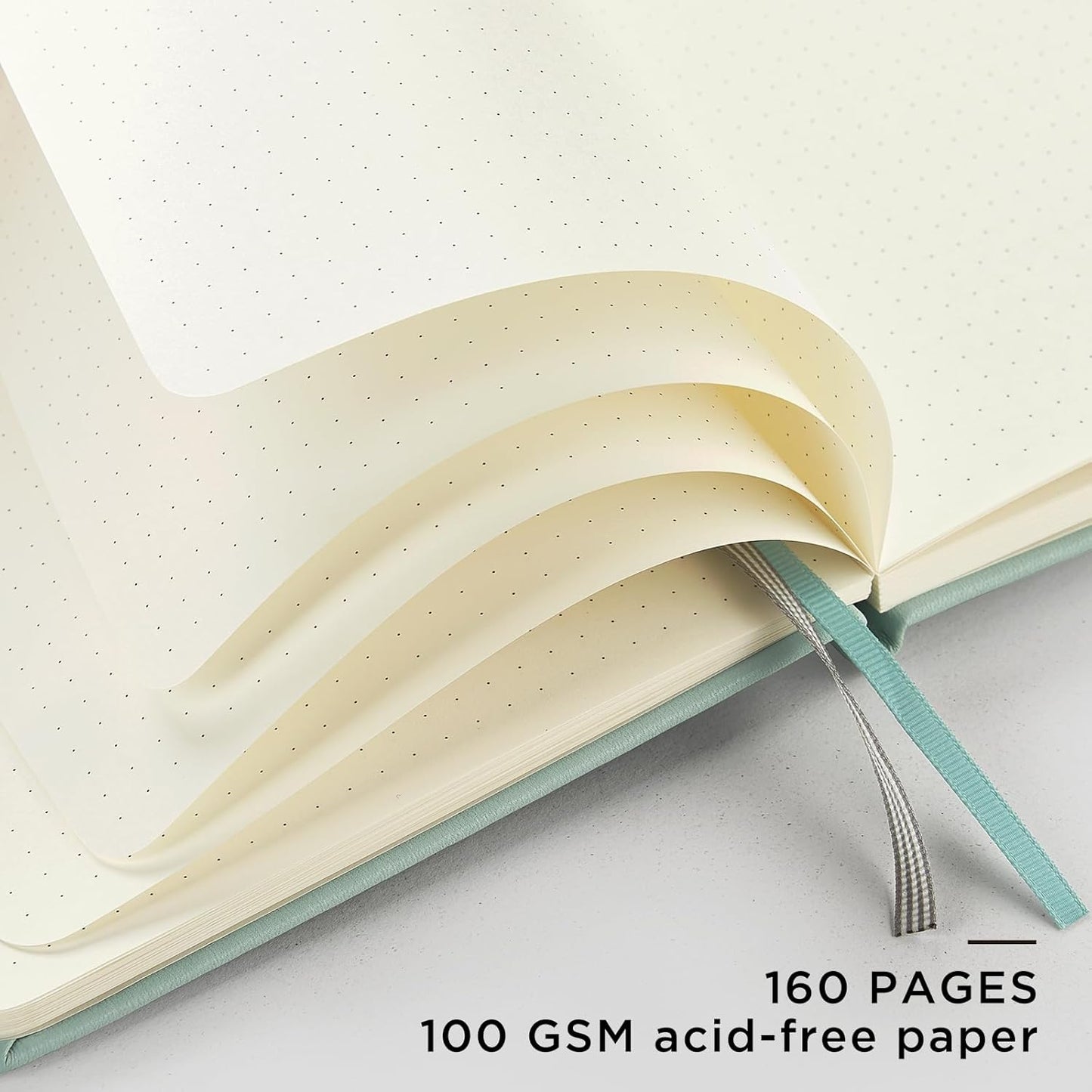 &And Per Se Dotted Journal Notebook, A5 Hardcover Leather Bullet Dotted Journal, 160 Pages 100 gsm Thick Dotted Paper,3 Sheets of Stickers Included - 5.7'' x 8''(Cyan)