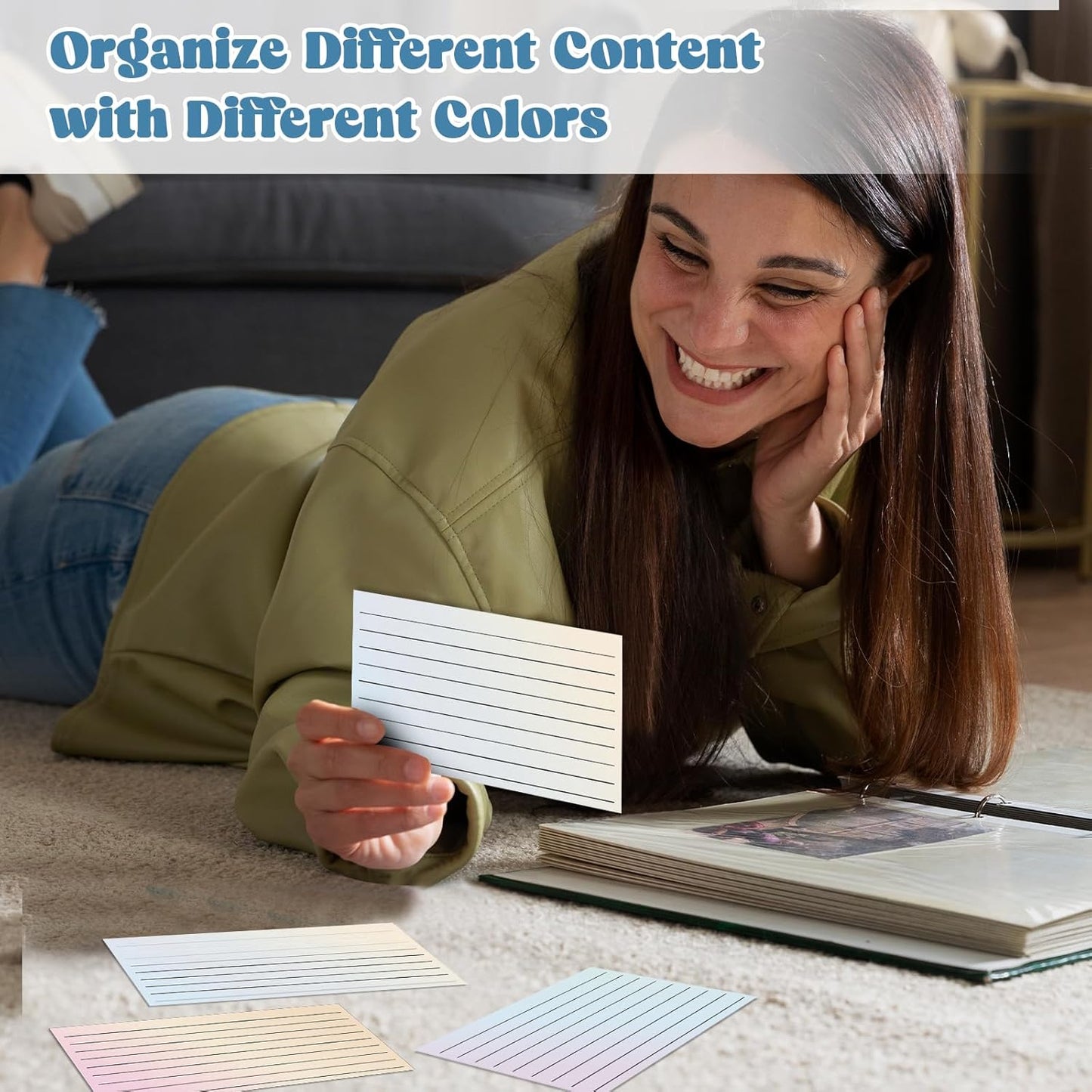 100 Pack Ruled Index Cards 3x5 Gradient Colored Index Cards Heavy Weight Note Cards 180gsm Flashcards Double Sided Notecards Lined Recipe Cards for Studying Drawing