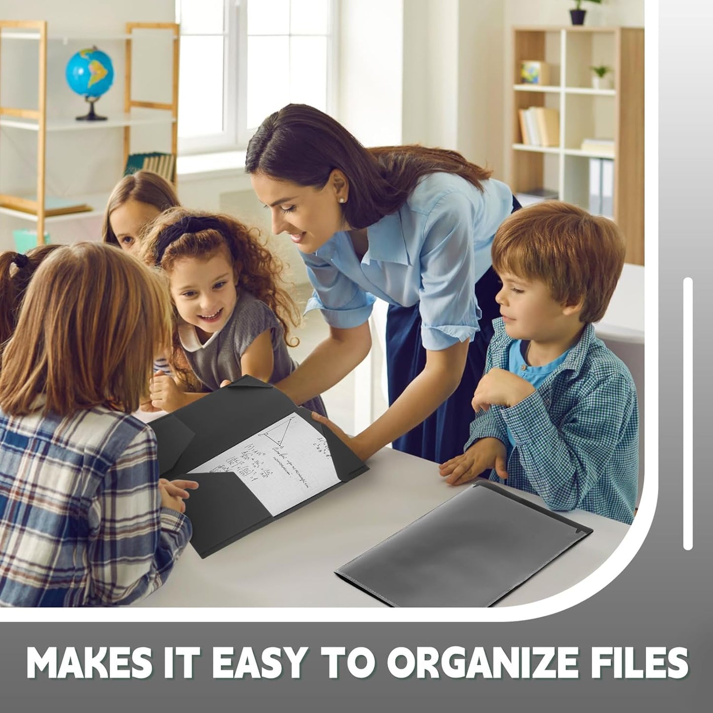 Henoyso 100 Pcs Plastic Folders with Clear Front Pockets Bulk Heavy Duty File Folders with 2 Pockets and Card Slot for Student Teacher Back to School Supplies Office Presentation (Black)