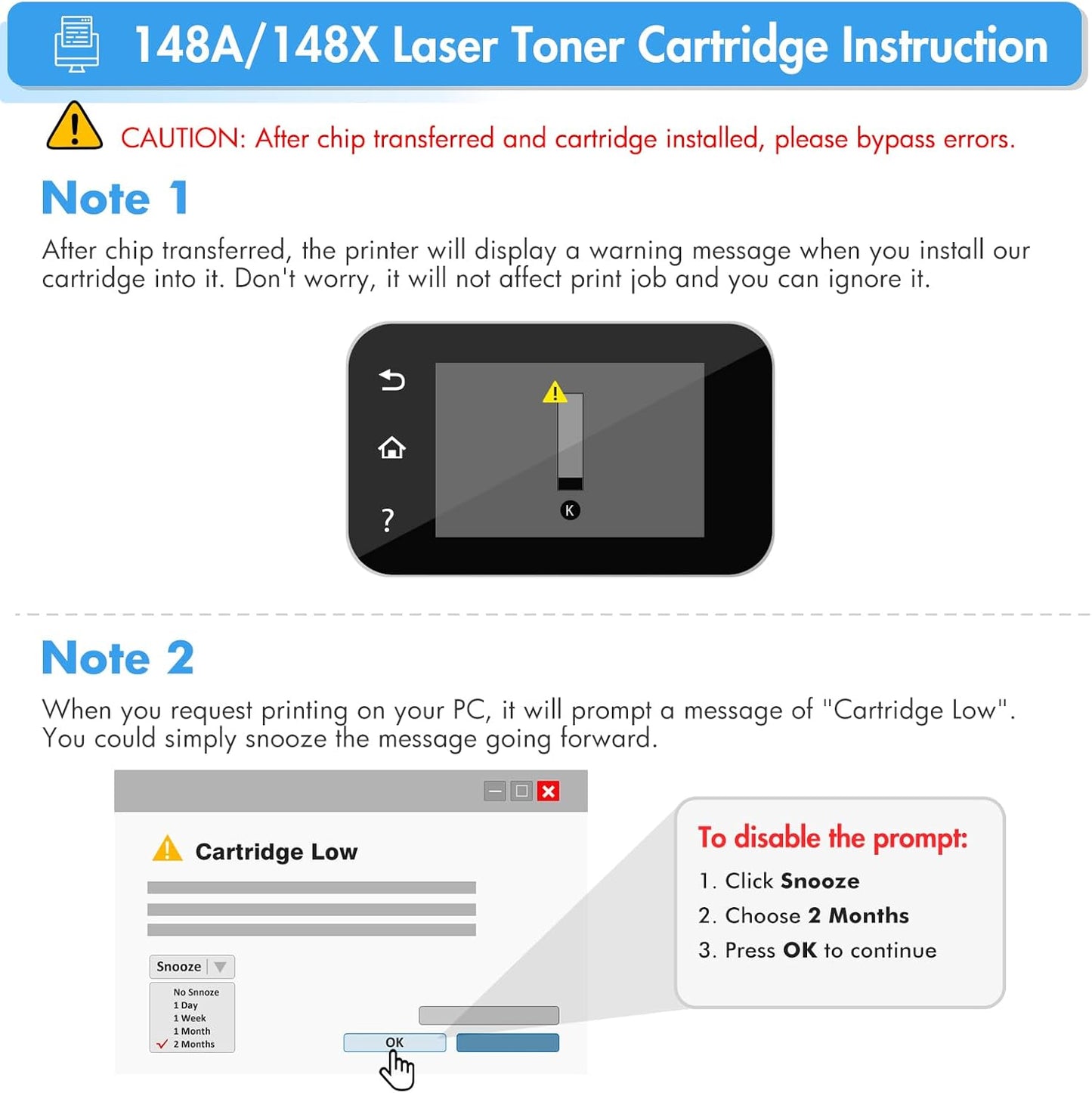 148A Toner Cartridge Black 148X Compatible Replacement for HP 148A 148X W1480X W1480A for HP Laserjet Pro 4001n 4001dw 4001dn MFP 4101fdw 4101fdn Printer Ink (2 Pack)