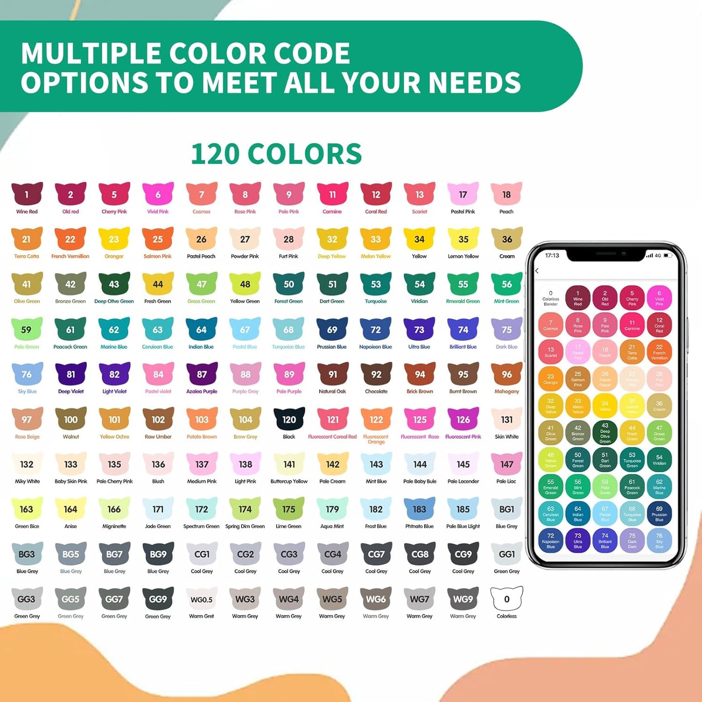 120 Colors Alcohol Markers with Free App, Dual Tip Art Marker with Kickstand Case for Artists Adults and Kids. Alcohol Based Markers for Coloring Painting Sketching and Drawing, Great Gift