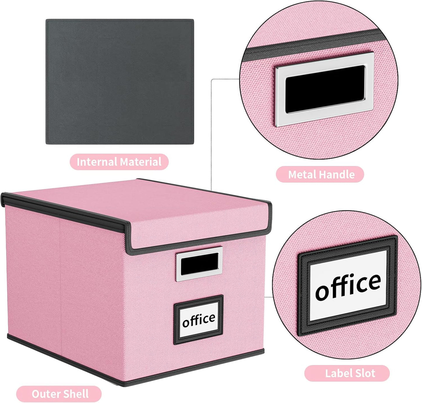 Huolewa Collapsible File Storage Organizer Box with Lid, Linen Document Storage, Universal Hanging Filing Organization Box for Letter/Legal Folder, Decorative Office/Home File Bins - only box