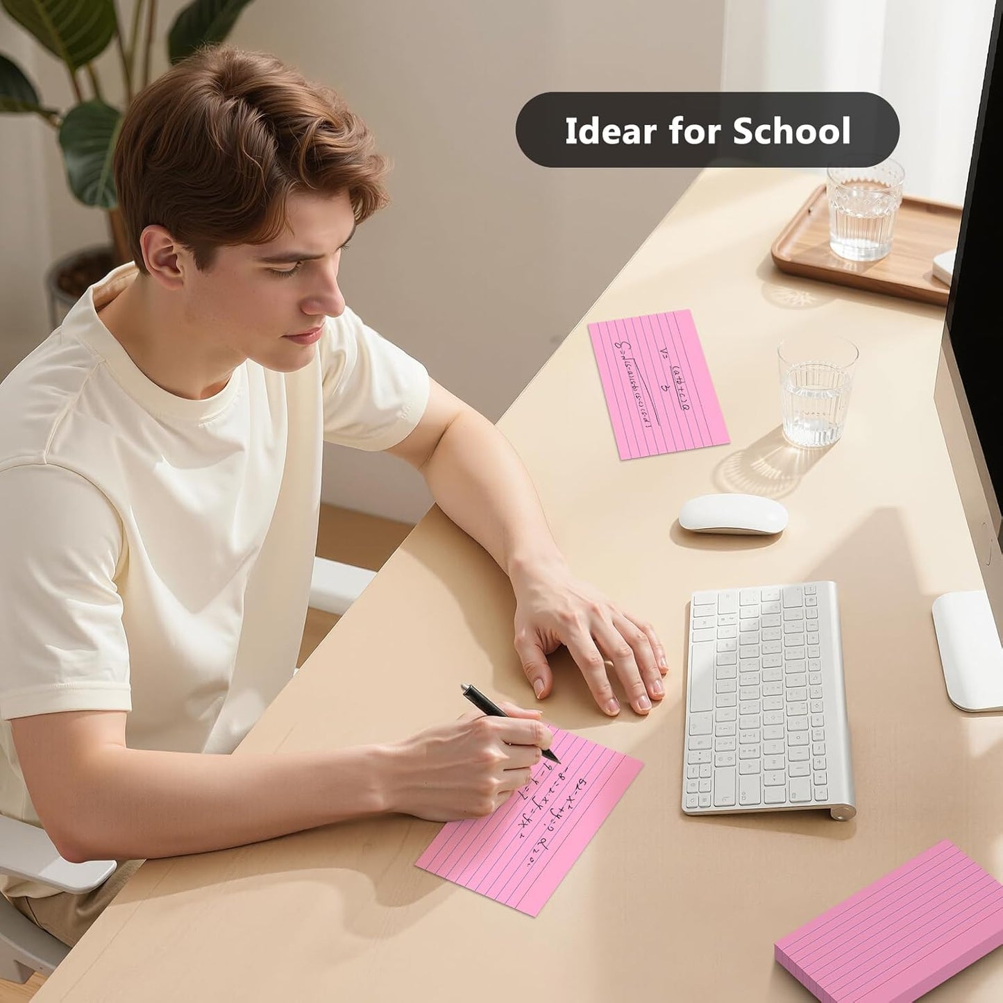 250 Count Index Cards 3 x 5 Inch, Heavyweight Pink Lined Note Cards Portable Ruled Flash Cards Perfect for Studying and Organizing, Note Taking Study Flashcards for Home, School and Office