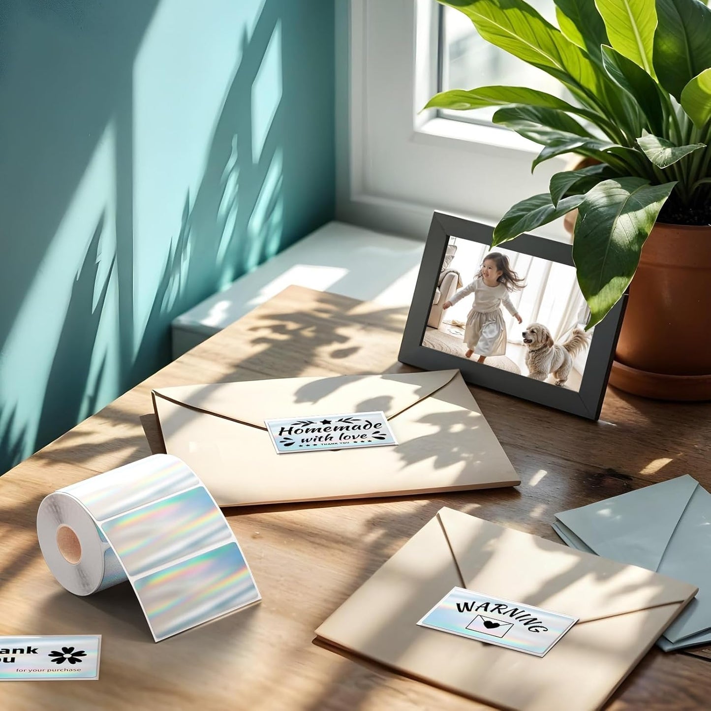 2.25x1.25 Inch Thermal Labels Sliver, Holographic Sliver Barcode Thermal Labels for Thermal Printer and Small Business, Multi-Purpose Rectangle Stickers, 500 Sheets/Roll