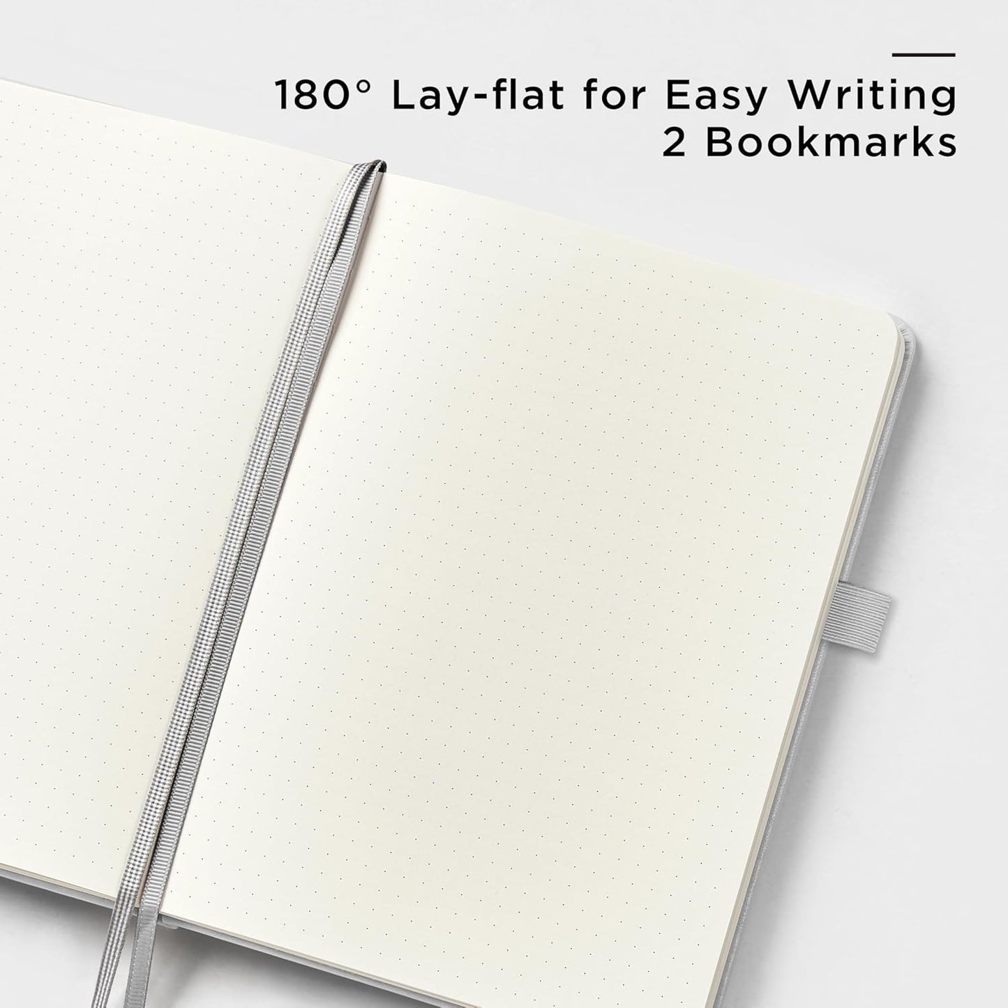 &And Per Se Dotted Journal Notebook, A5 Hardcover Leather Bullet Dotted Journal, 160 Pages 100 gsm Thick Dotted Paper,3 Sheets of Stickers Included - 5.7'' x 8''(Grey)